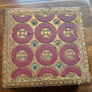 Italian Wooden Box with Gold Finish